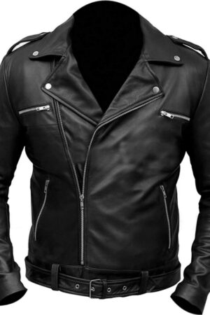 negan-the-walking-dead-black-leather-jacket-front