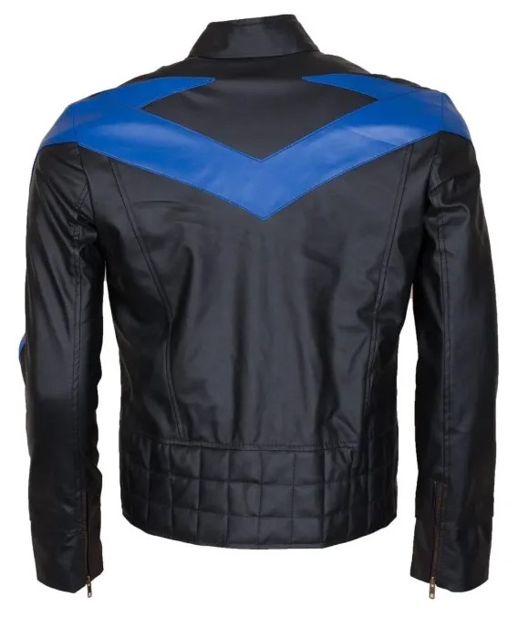 nightwing-blue-stripe-black-leather-jacket-back