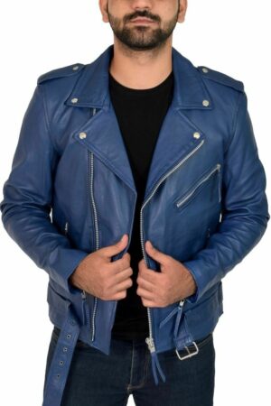 Men's Distressed Sheepskin Leather Cafe Racer Jacket – Vintage Retro Moto Biker Coat