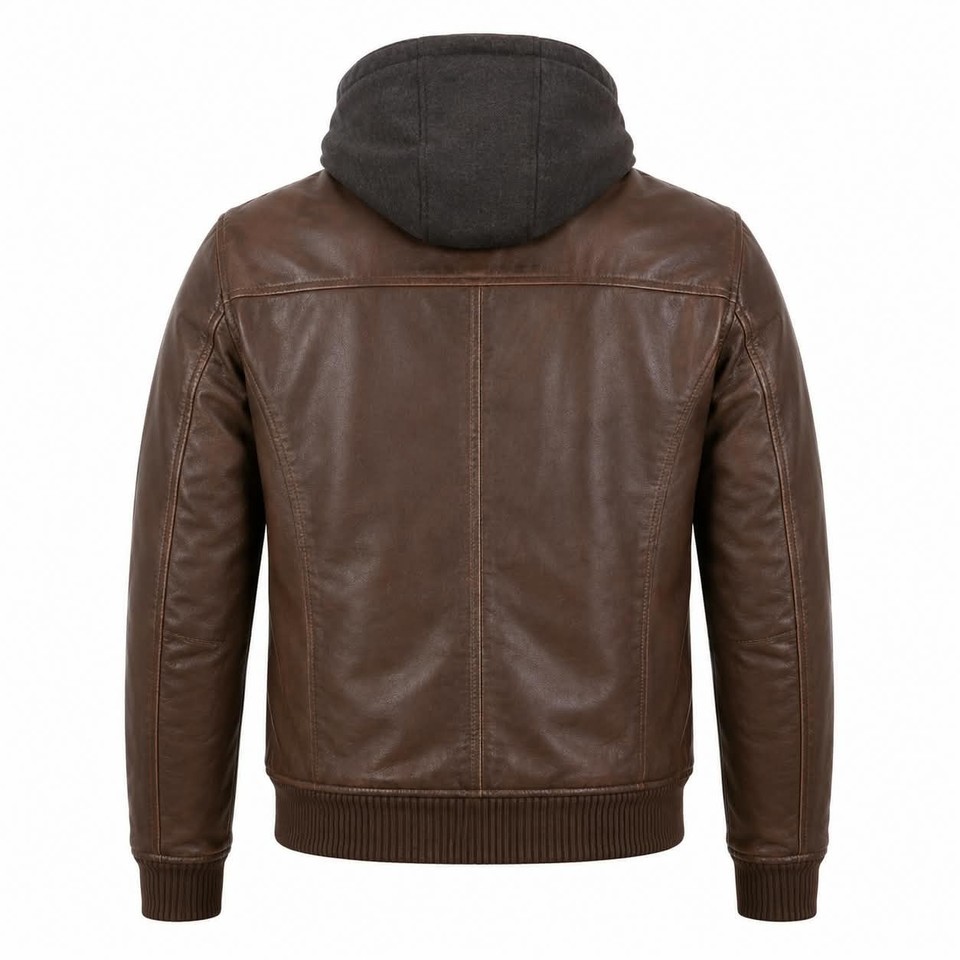 Men's Vintage Black Sheepskin Leather Moto Jacket – Slim Fit Zip Biker Coat - Image 4