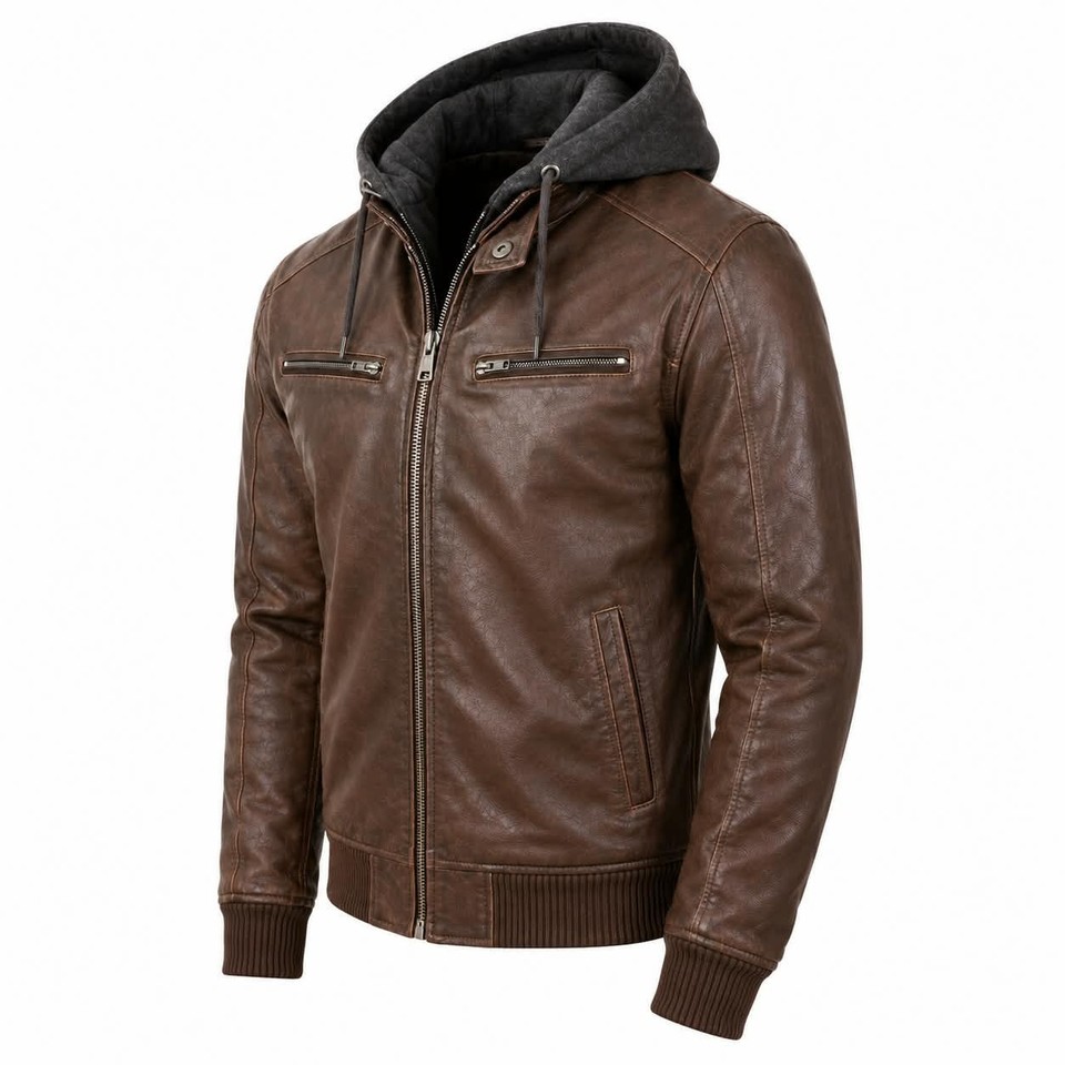 Men's Vintage Black Sheepskin Leather Moto Jacket – Slim Fit Zip Biker Coat - Image 3