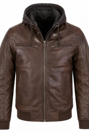 Men's Vintage Black Sheepskin Leather Moto Jacket – Slim Fit Zip Biker Coat
