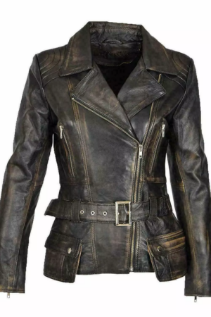 Women's Black Genuine Sheepskin Leather Biker Jacket – Slim Fit Moto Coat with Fur Collar