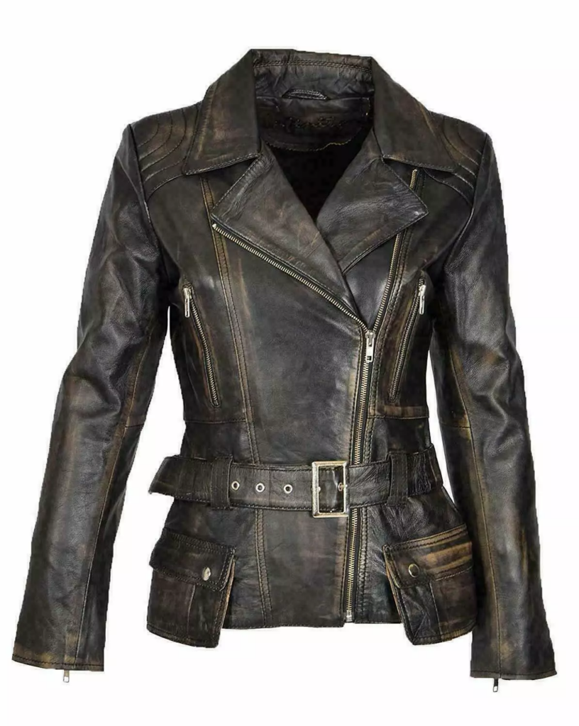 Women's Black Genuine Sheepskin Leather Biker Jacket – Slim Fit Moto Coat with Fur Collar